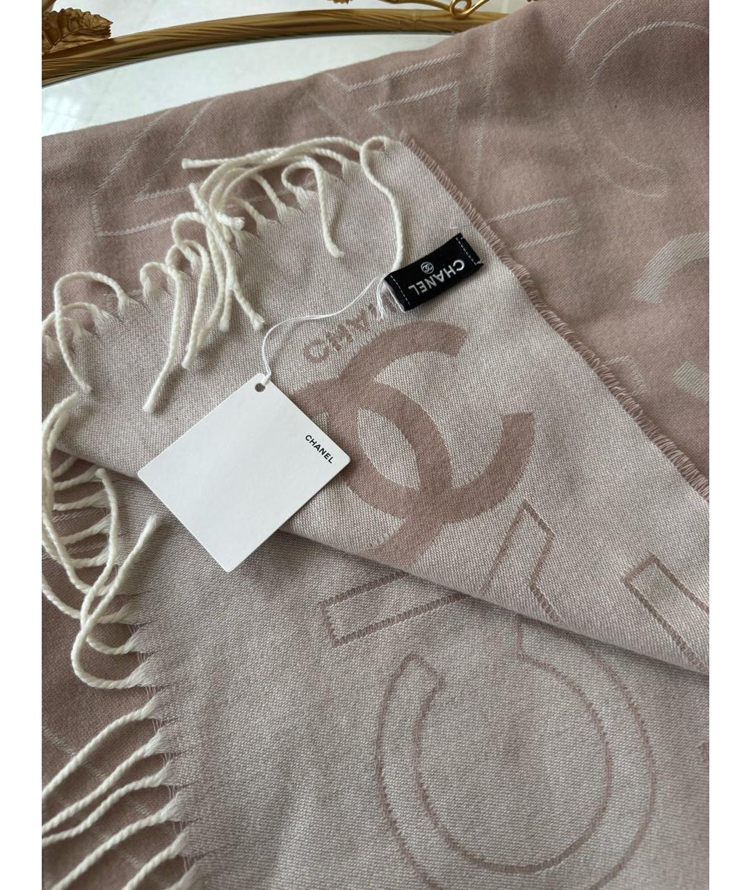 CHANEL Бежевый кашемировый шарф, фото 4