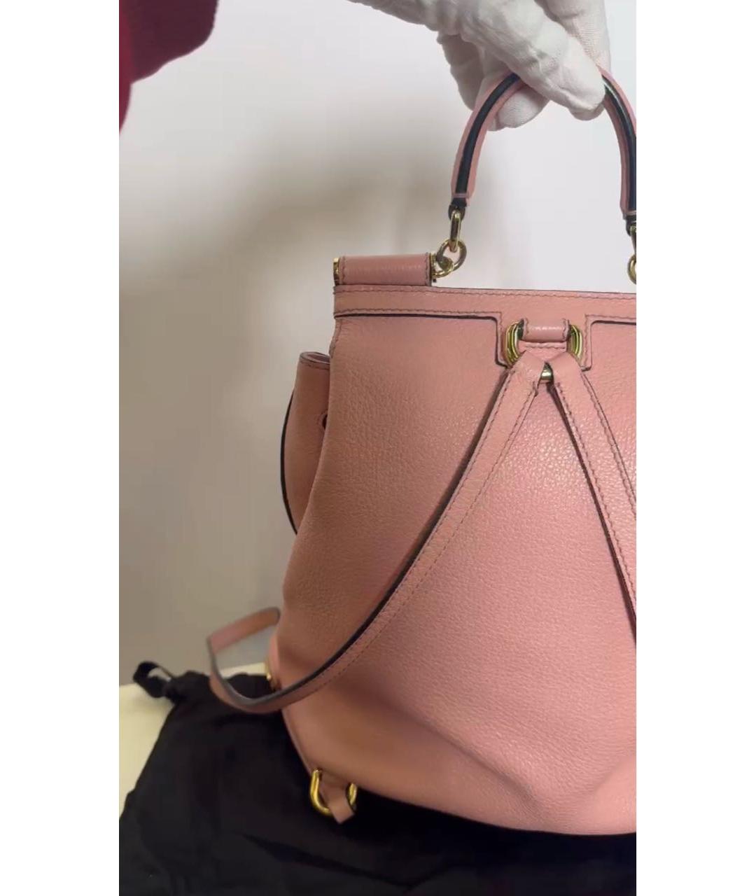 DOLCE&GABBANA Розовый кожаный рюкзак, фото 2