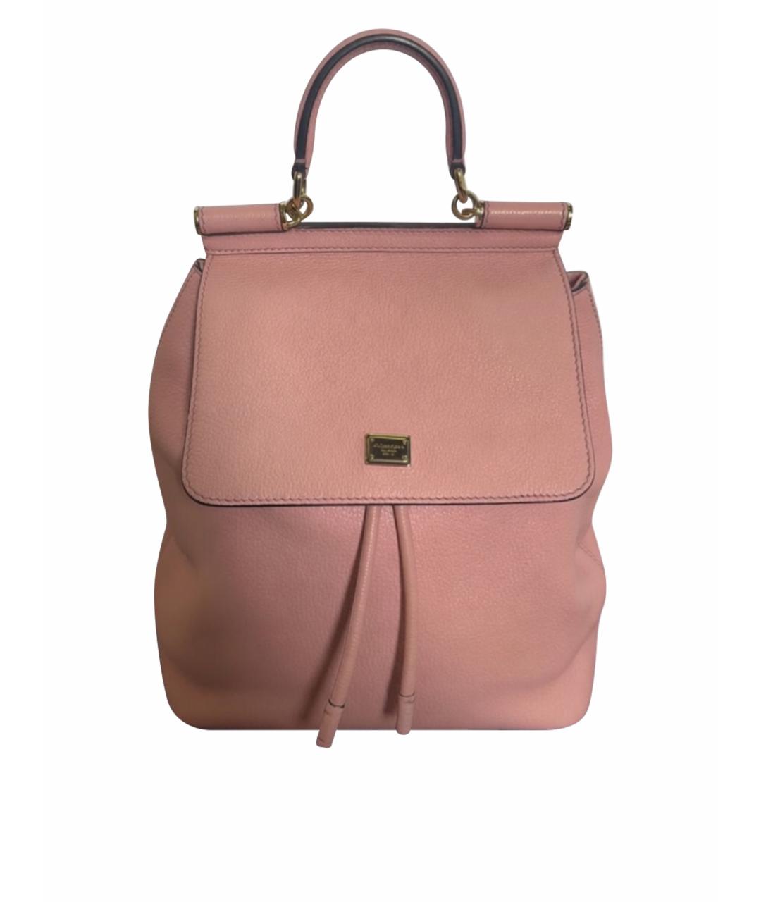 DOLCE&GABBANA Розовый кожаный рюкзак, фото 1