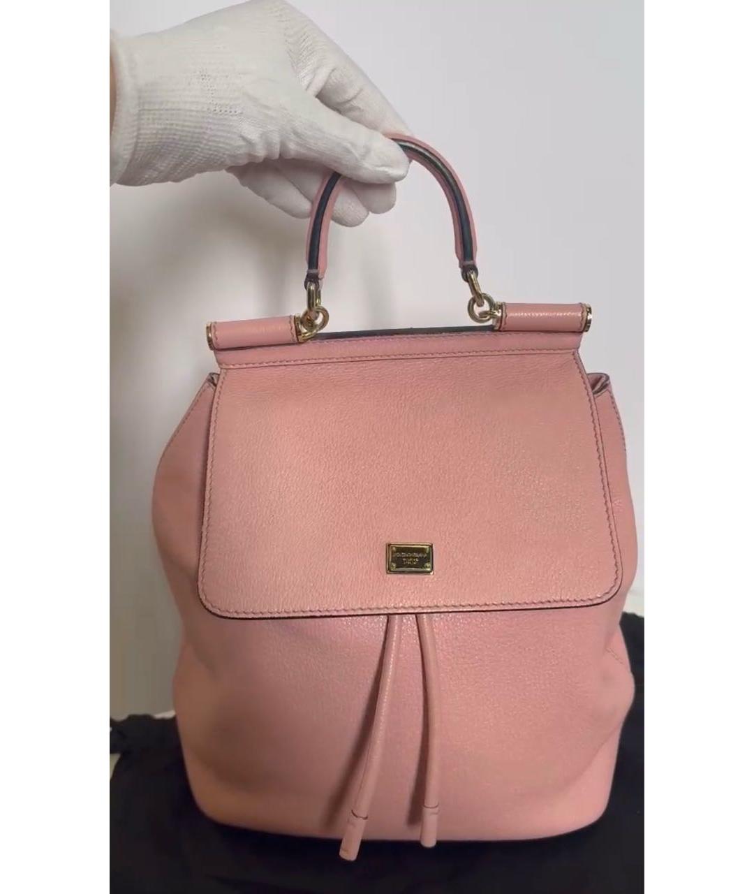 DOLCE&GABBANA Розовый кожаный рюкзак, фото 4