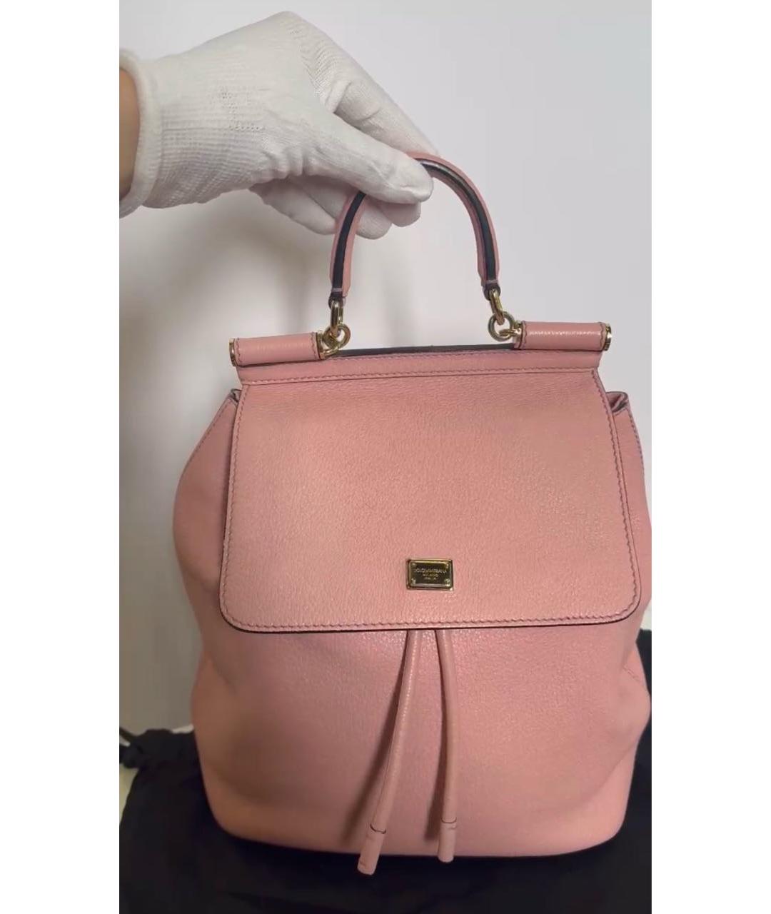 DOLCE&GABBANA Розовый кожаный рюкзак, фото 9