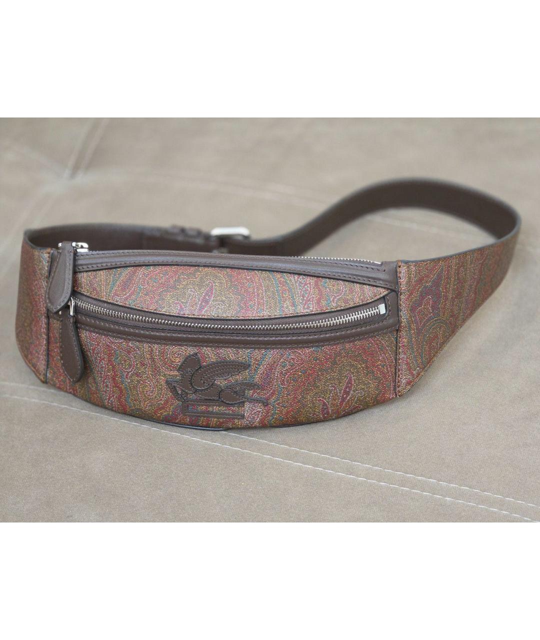 ETRO Коричневая кожаная поясная сумка, фото 9