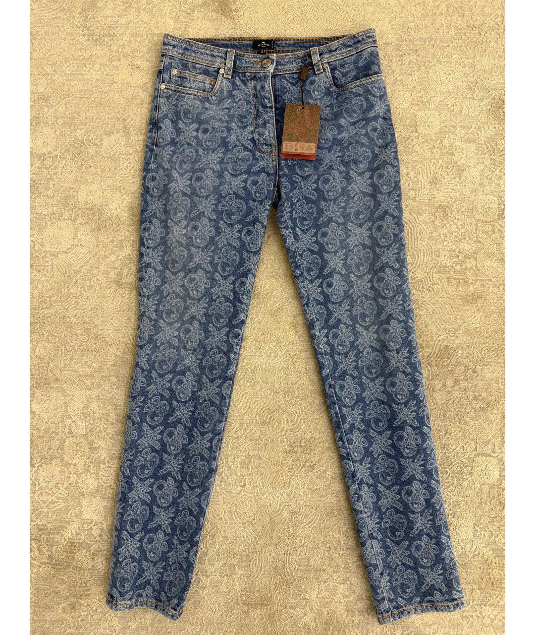 ETRO Синие хлопко-эластановые джинсы слим, фото 2