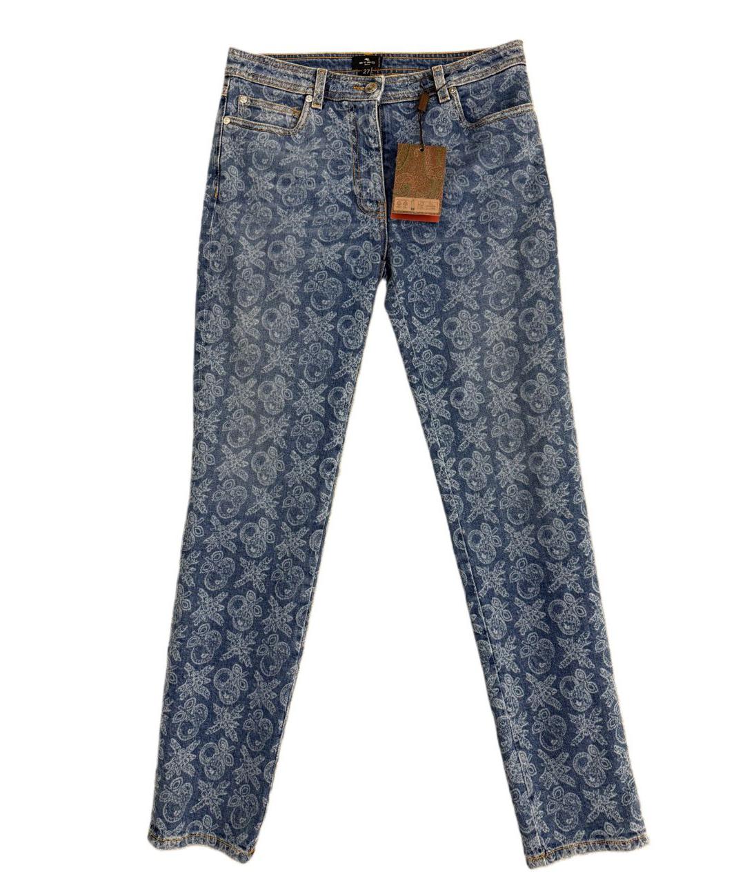 ETRO Синие хлопко-эластановые джинсы слим, фото 1