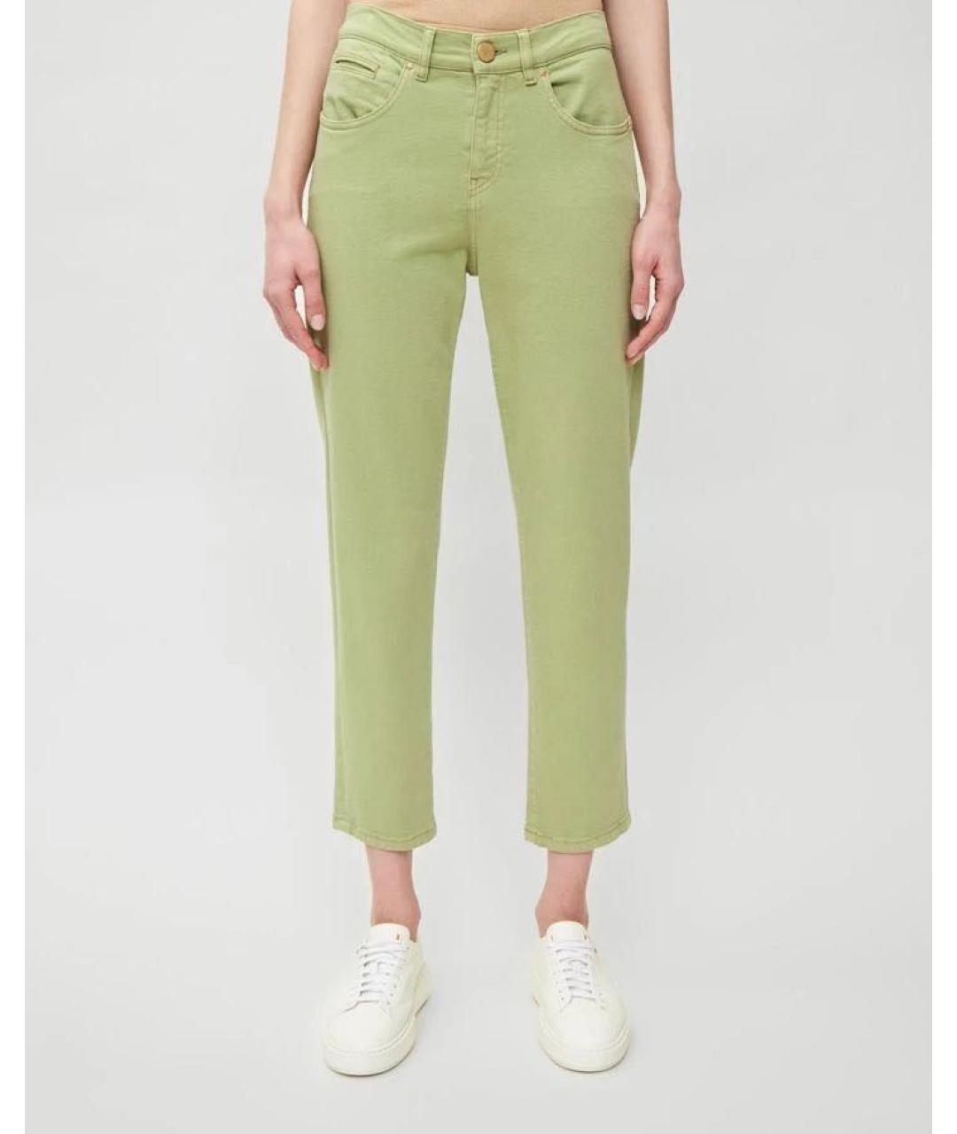 LORENA ANTONIAZZI Зеленые хлопко-эластановые прямые джинсы, фото 2