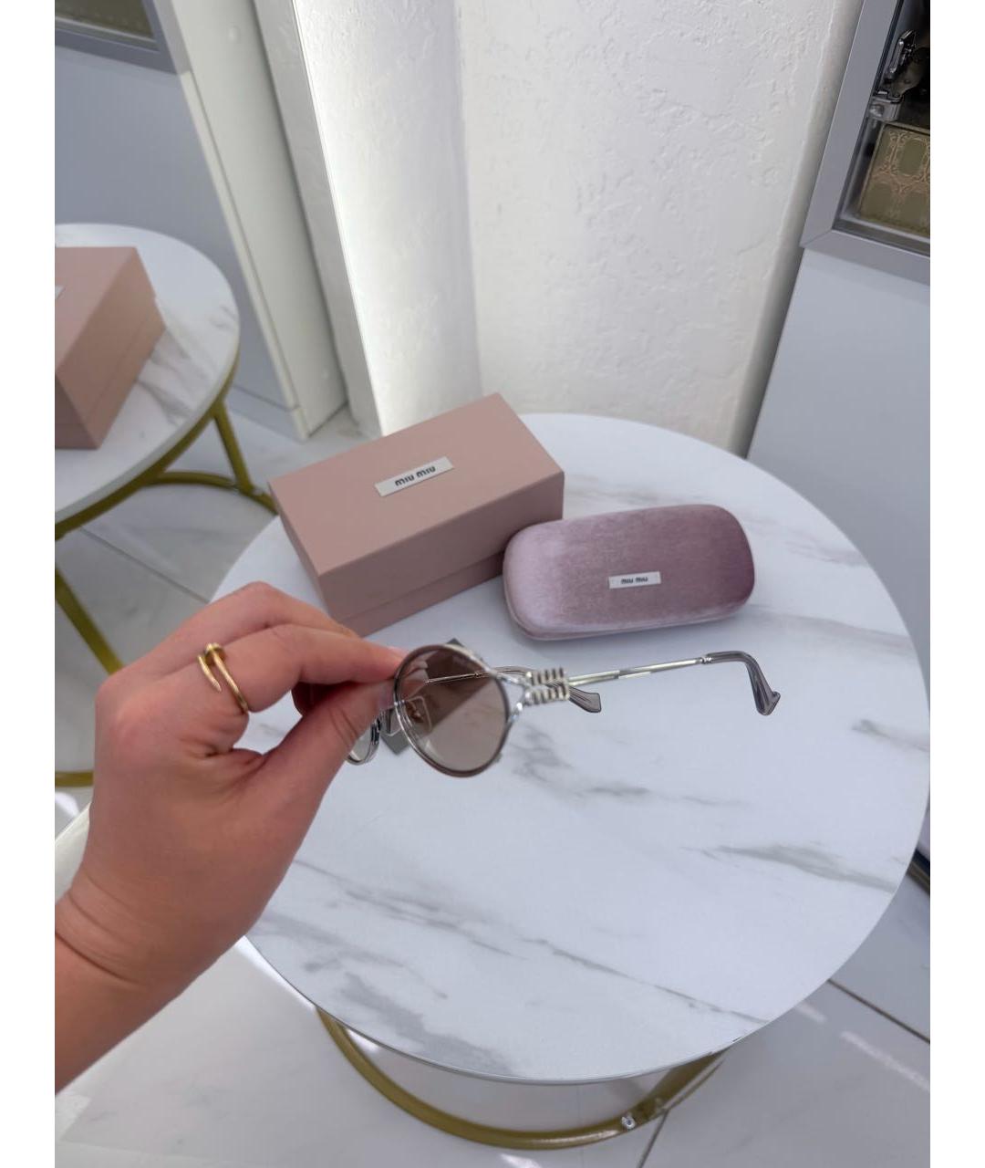 MIU MIU Серые металлические солнцезащитные очки, фото 2
