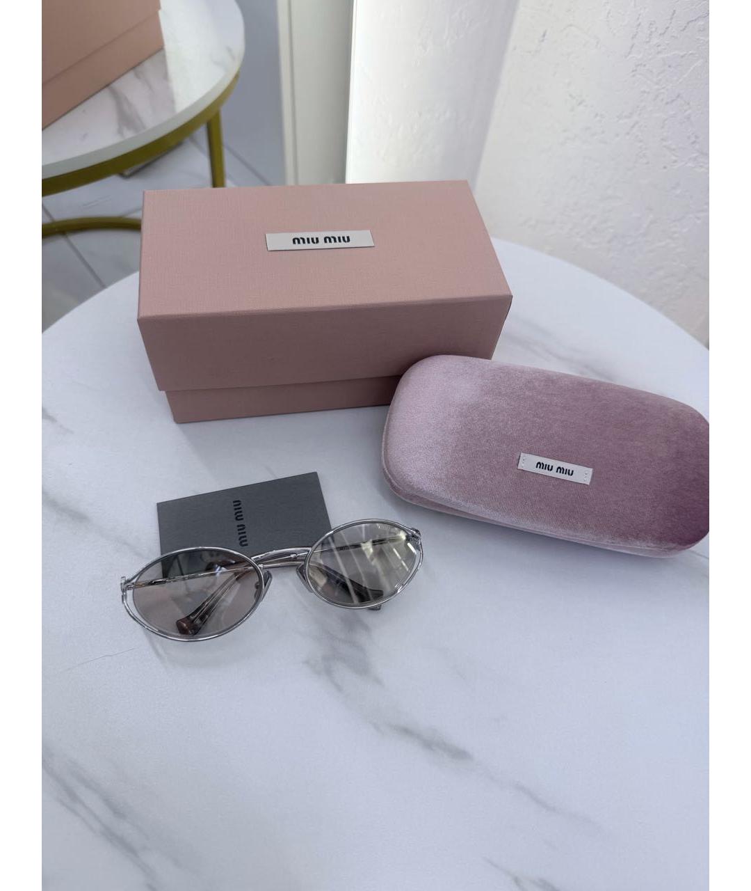 MIU MIU Серые металлические солнцезащитные очки, фото 5
