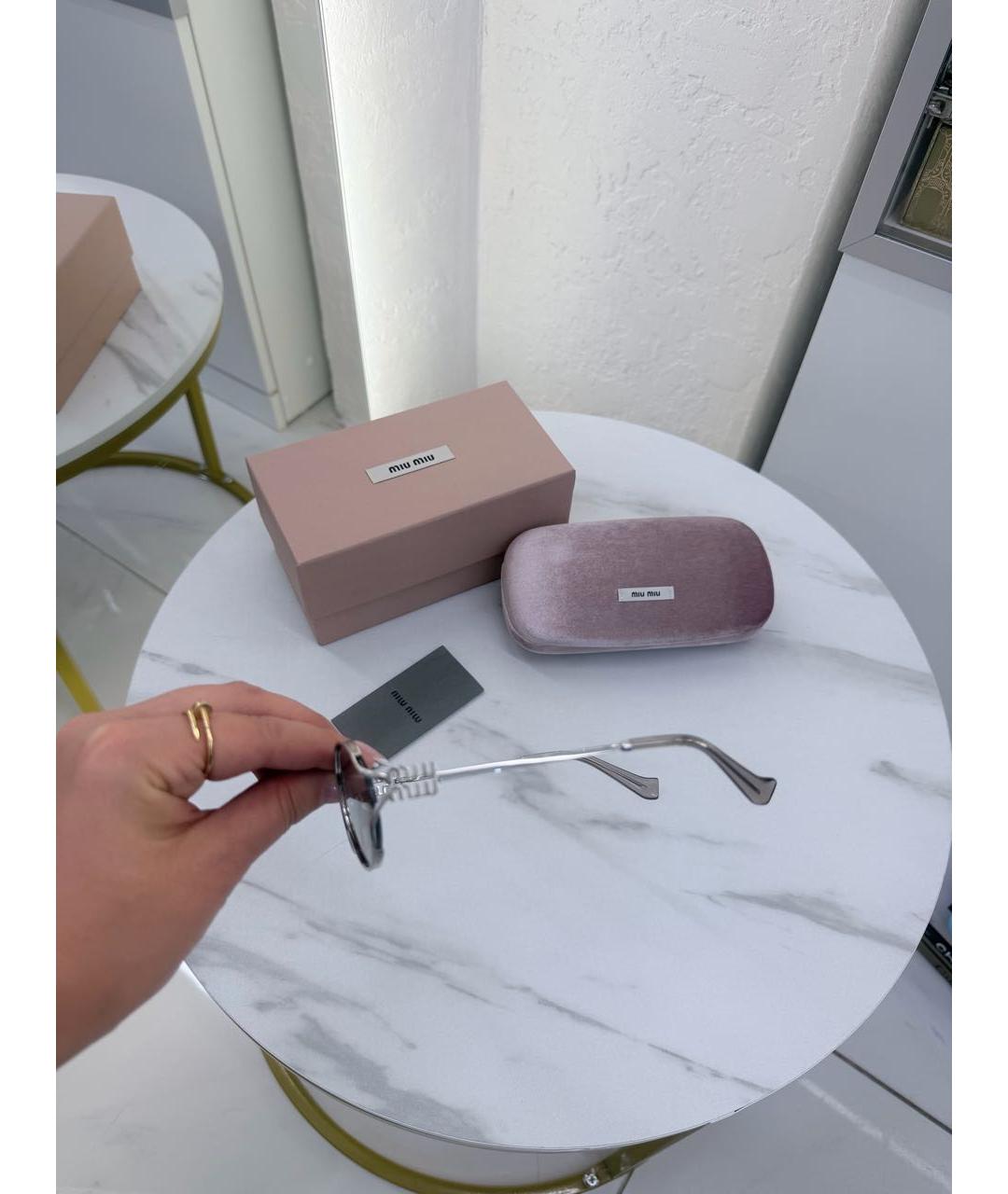 MIU MIU Серые металлические солнцезащитные очки, фото 4
