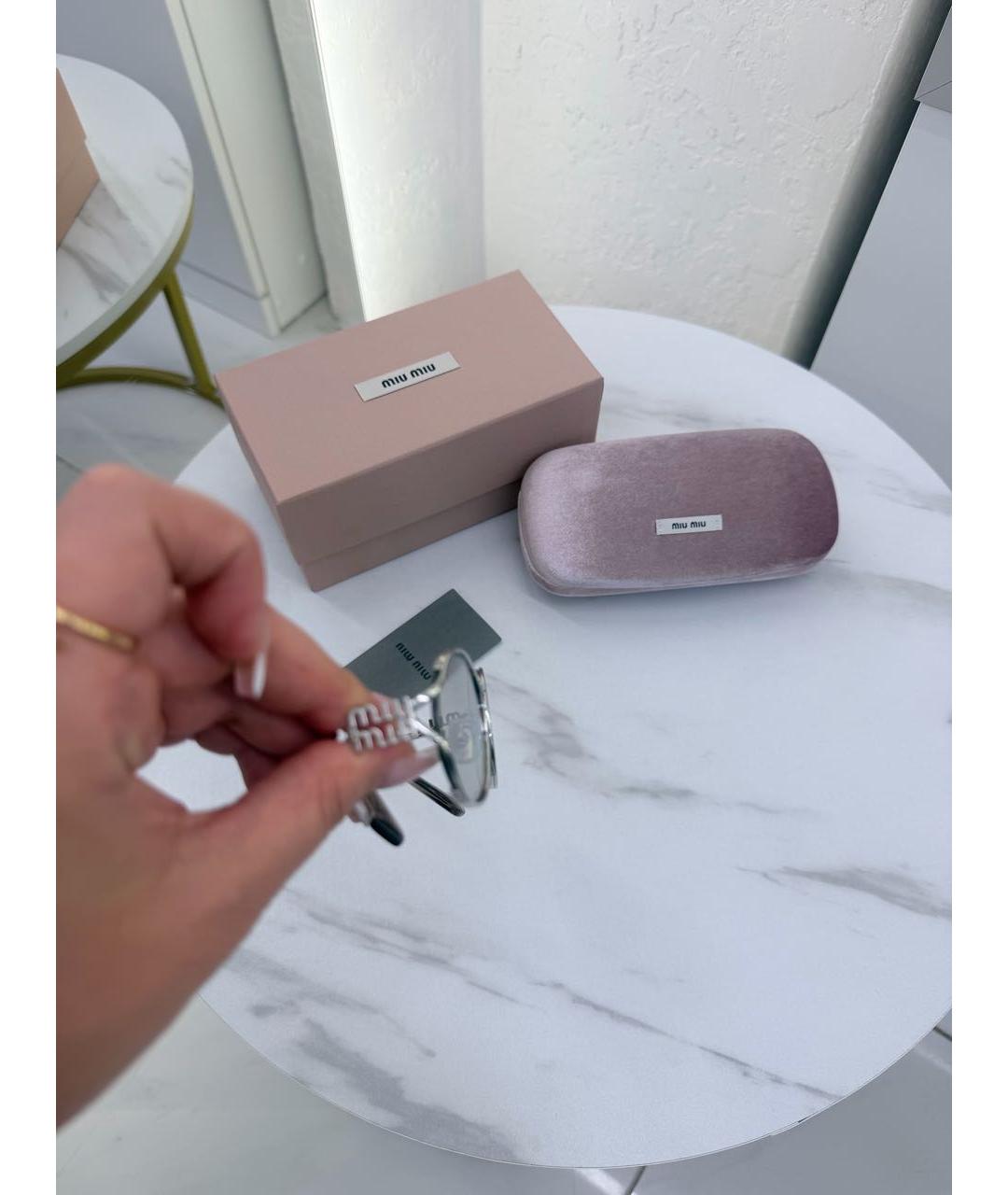 MIU MIU Серые металлические солнцезащитные очки, фото 3