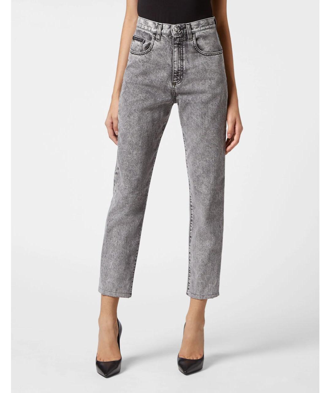 PHILIPP PLEIN Серые хлопковые прямые джинсы, фото 2