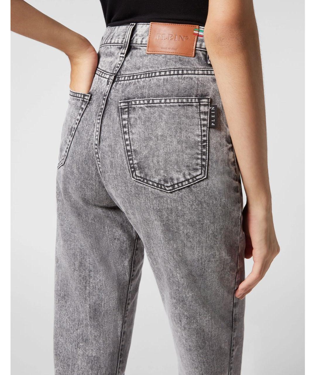 PHILIPP PLEIN Серые хлопковые прямые джинсы, фото 4