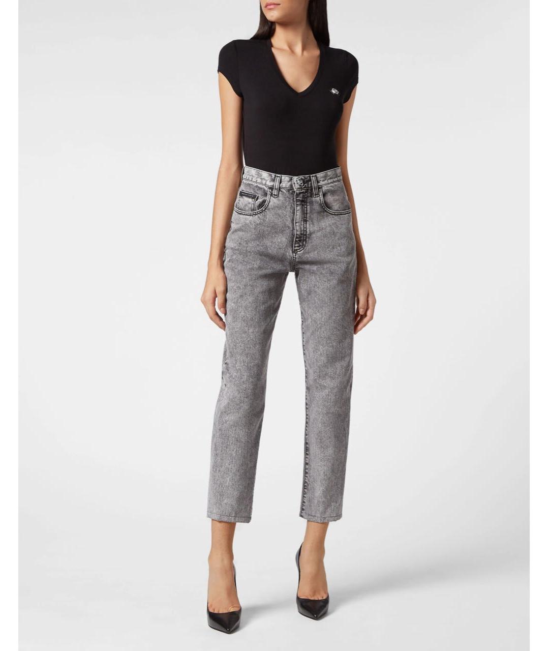 PHILIPP PLEIN Серые хлопковые прямые джинсы, фото 5