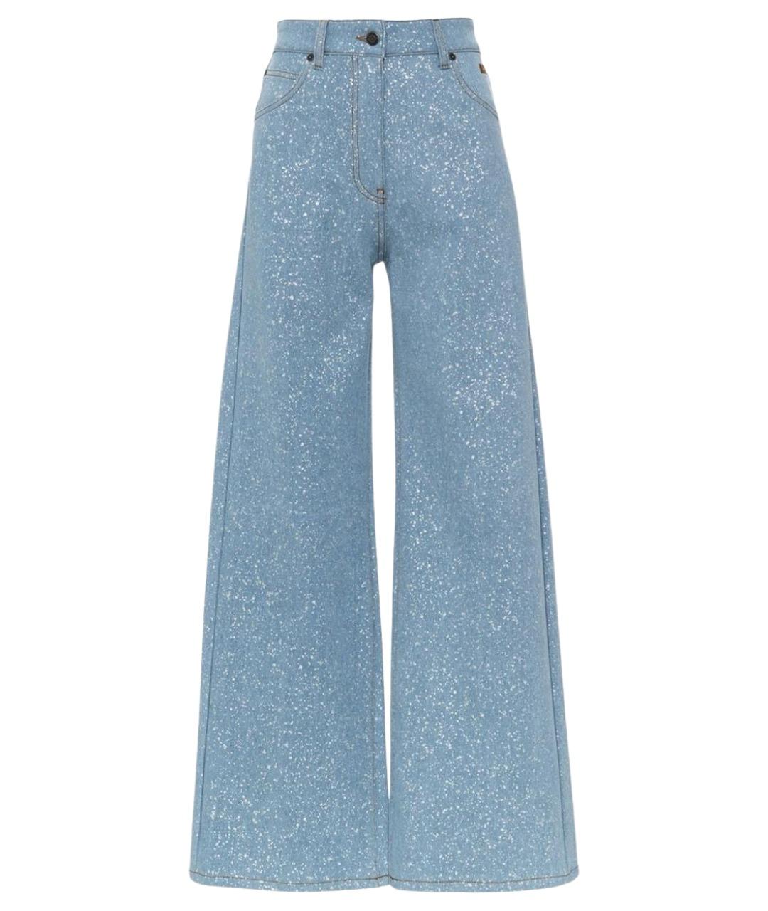 PHILIPP PLEIN Голубые хлопковые прямые джинсы, фото 1