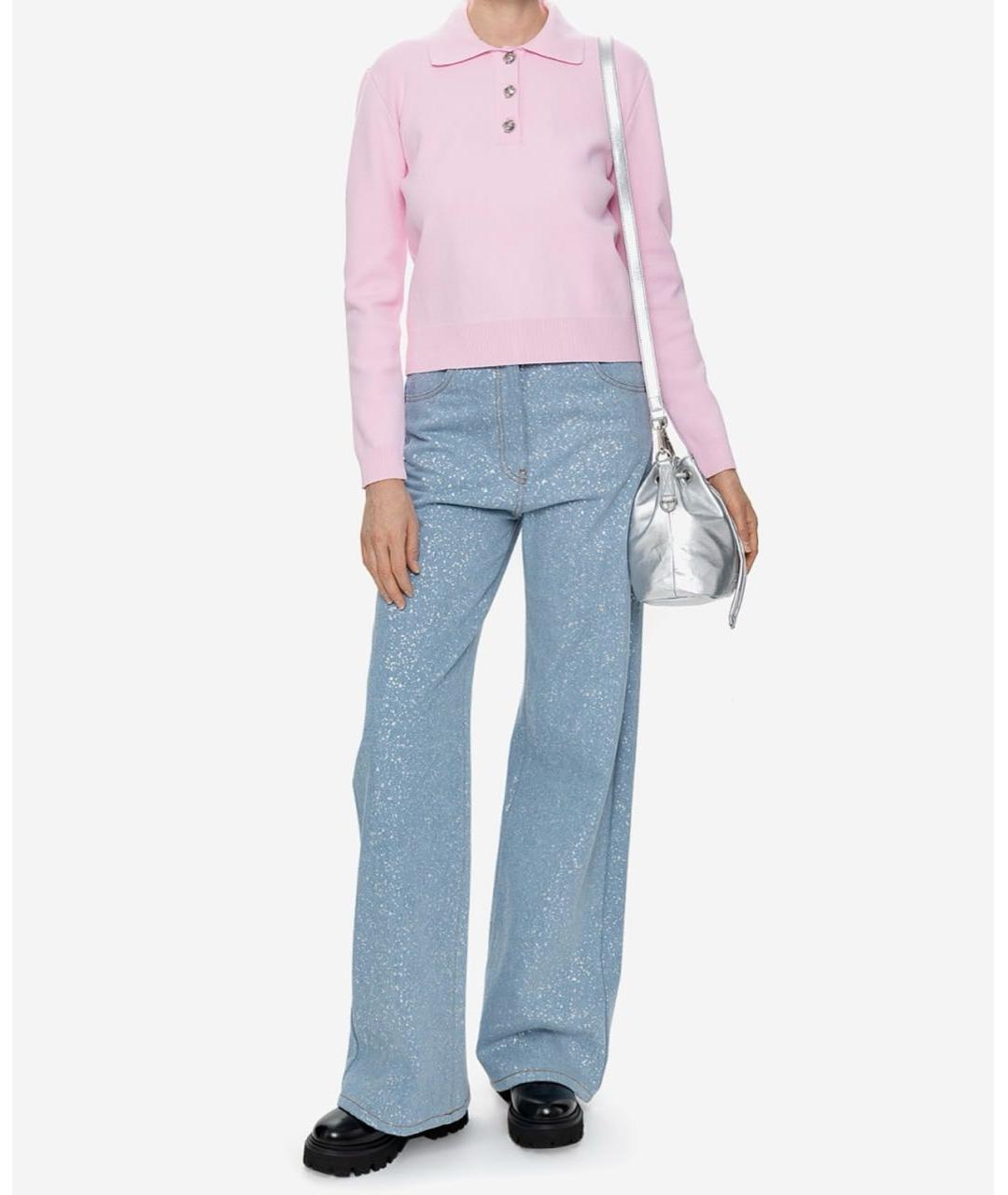 PHILIPP PLEIN Голубые хлопковые прямые джинсы, фото 5