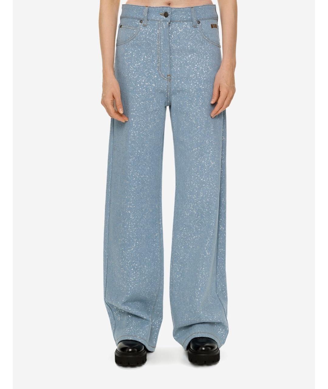 PHILIPP PLEIN Голубые хлопковые прямые джинсы, фото 2