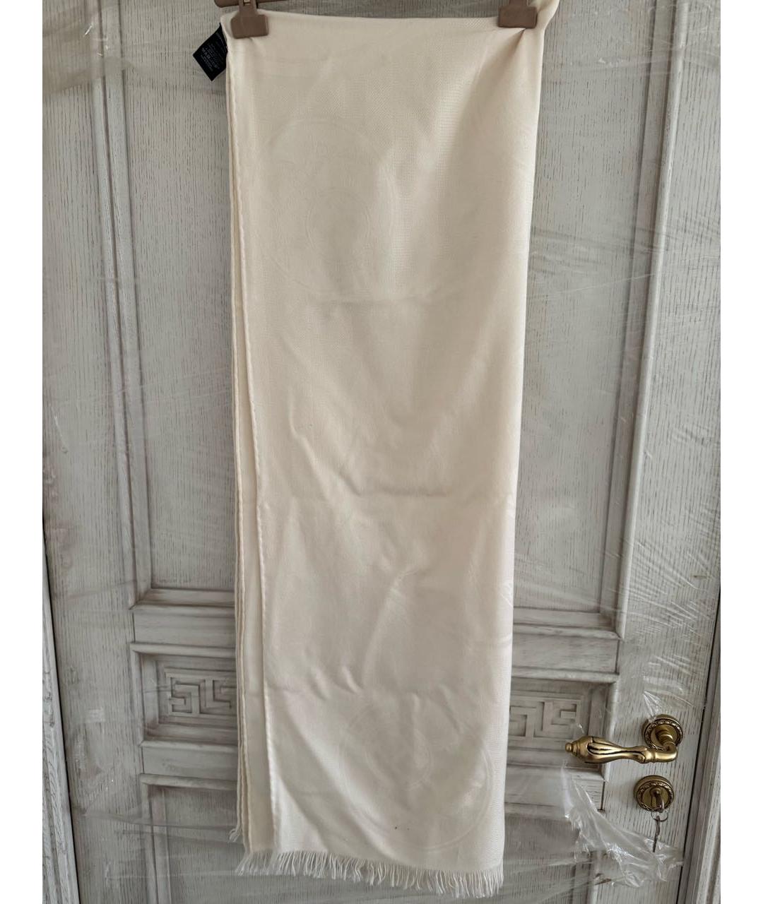 HERMES Белый кашемировый шарф, фото 7