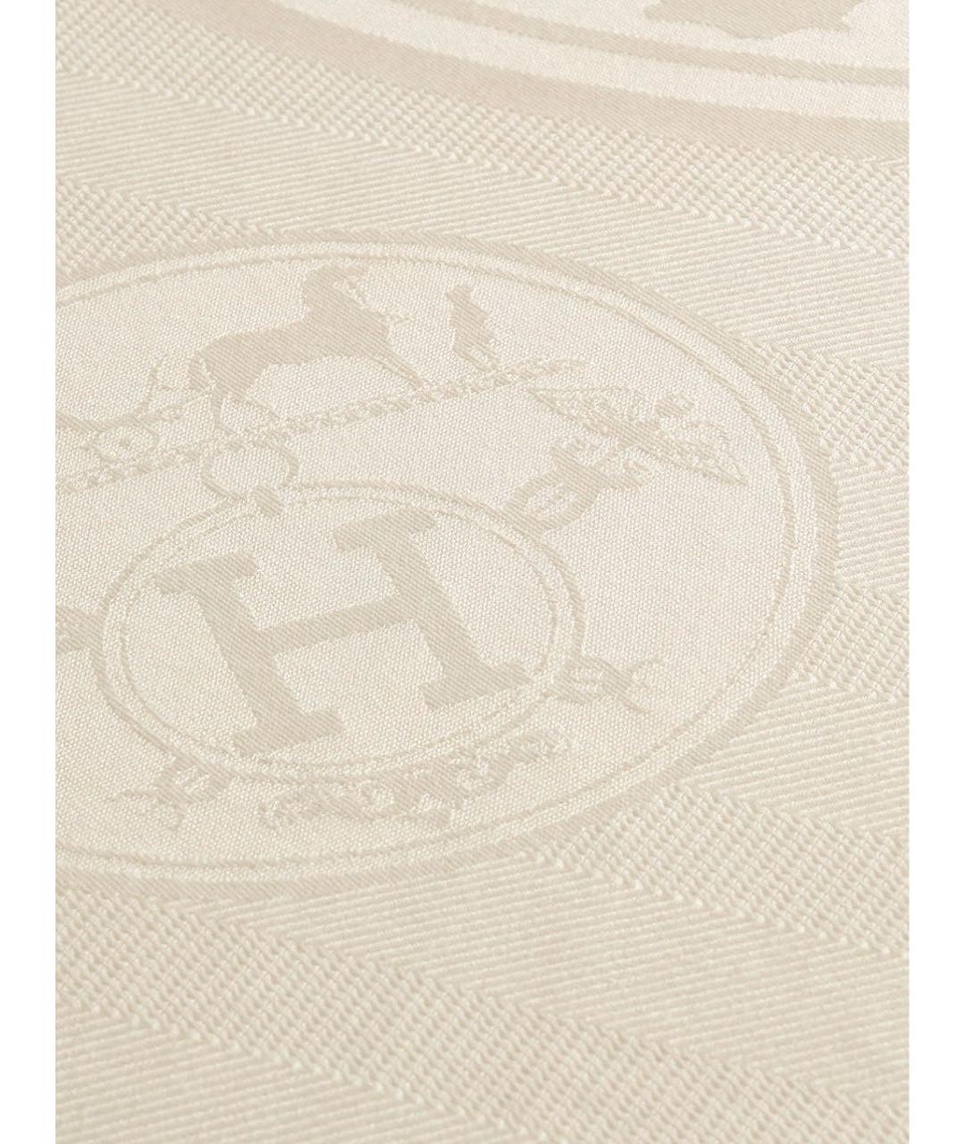 HERMES Белый кашемировый шарф, фото 2