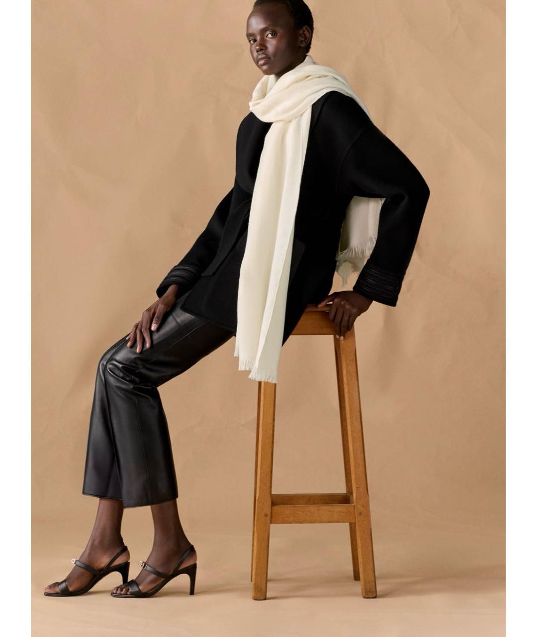 HERMES Белый кашемировый шарф, фото 5