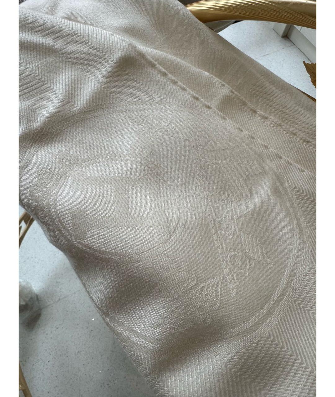 HERMES Белый кашемировый шарф, фото 4