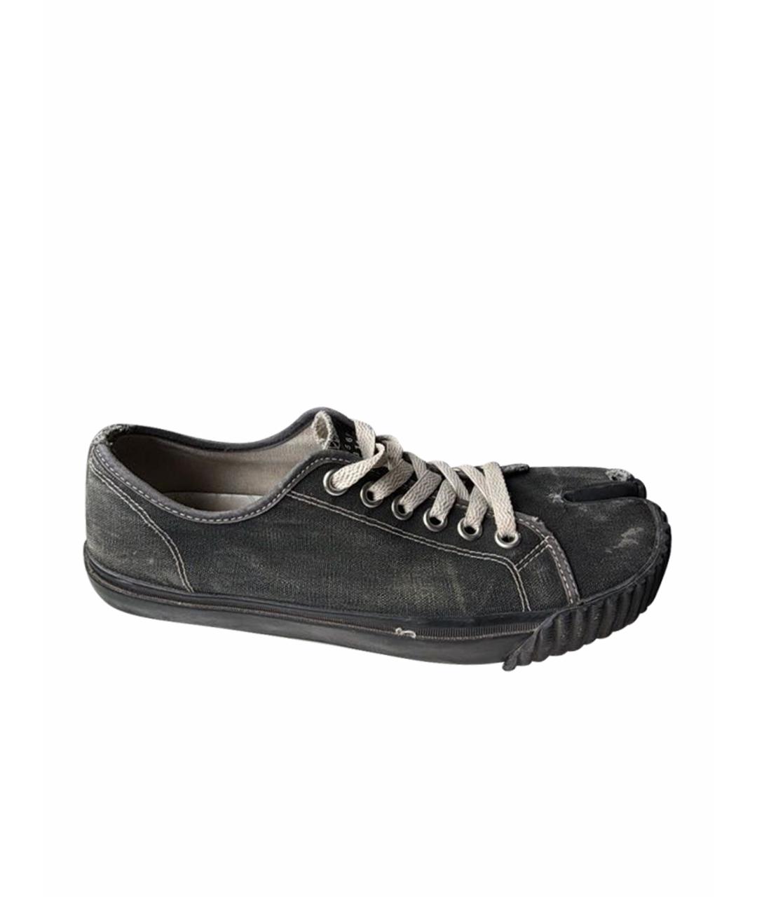 MAISON MARGIELA Черные текстильные низкие кроссовки / кеды, фото 1