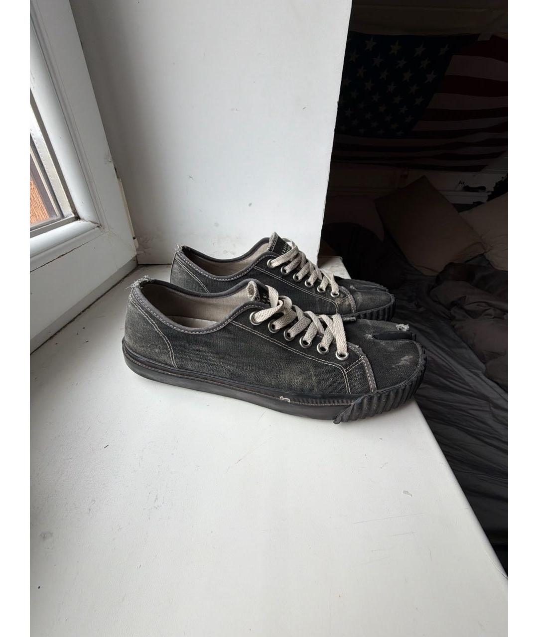 MAISON MARGIELA Черные текстильные низкие кроссовки / кеды, фото 5