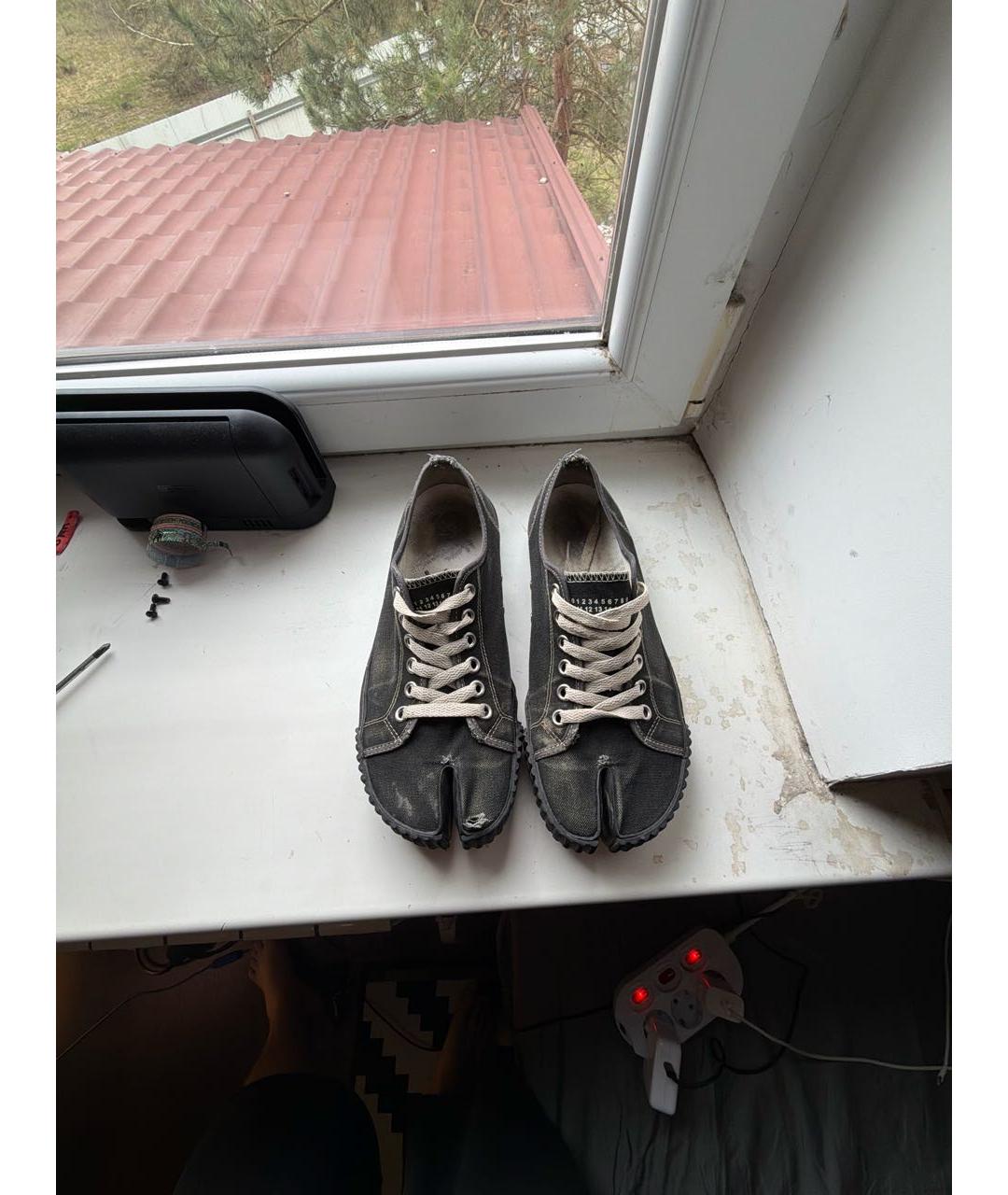 MAISON MARGIELA Черные текстильные низкие кроссовки / кеды, фото 2