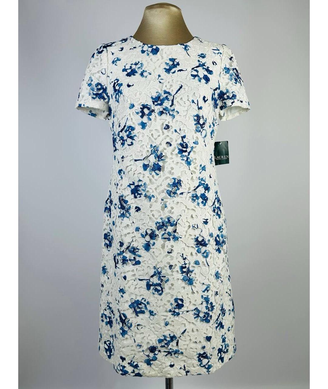 RALPH LAUREN Белое кружевное коктейльное платье, фото 9