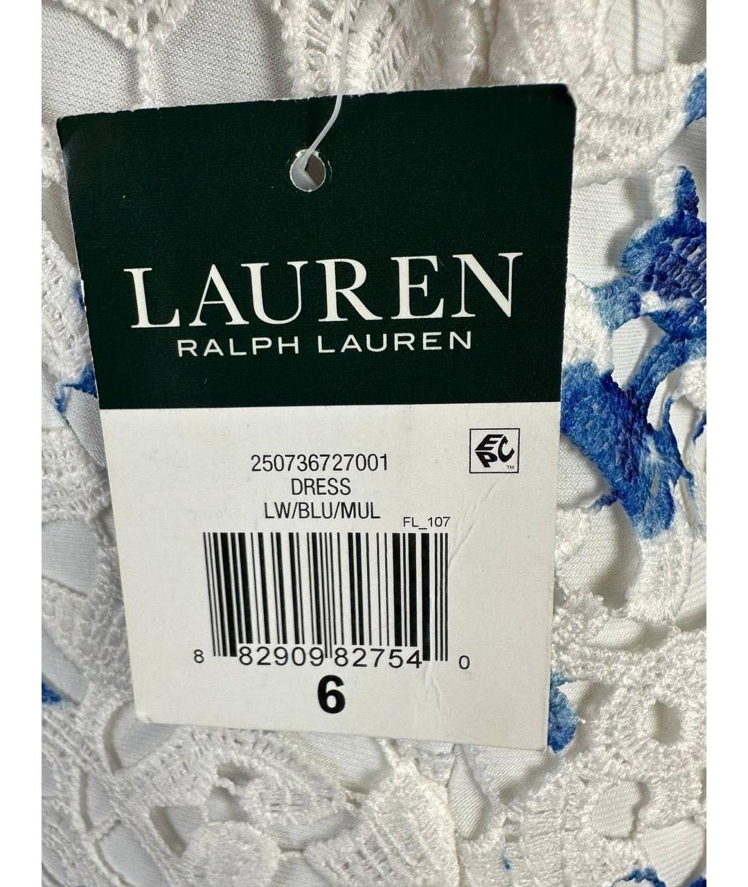 RALPH LAUREN Белое кружевное коктейльное платье, фото 5