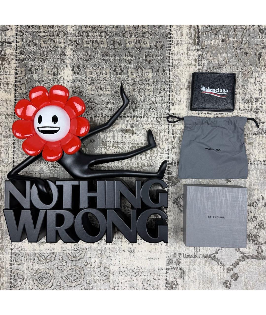 BALENCIAGA Черный кожаный кошелек, фото 7