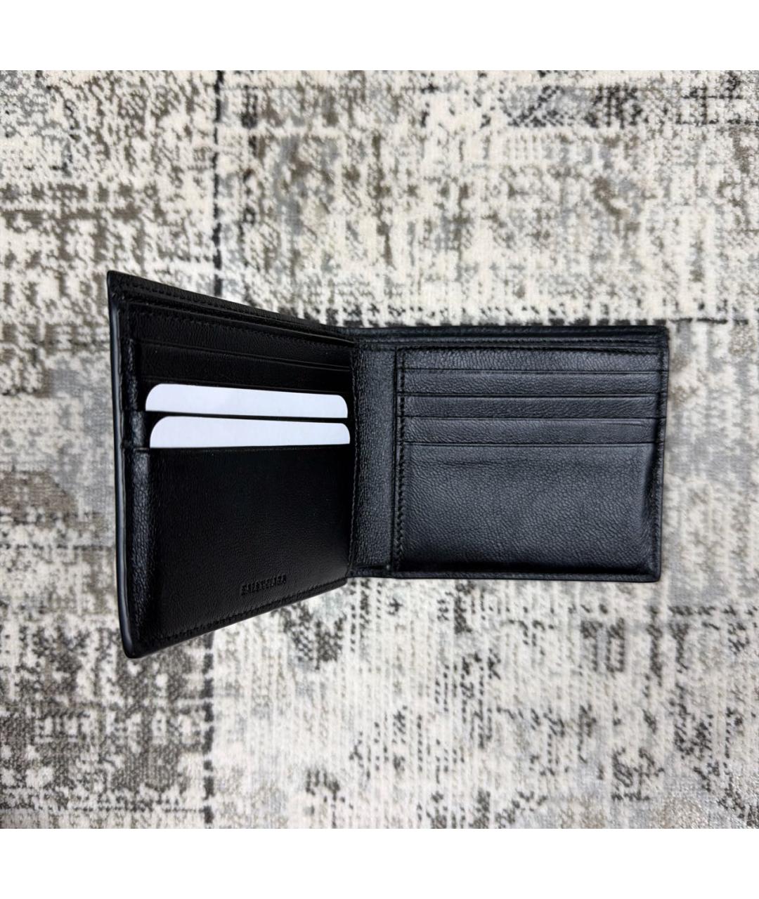BALENCIAGA Черный кожаный кошелек, фото 3