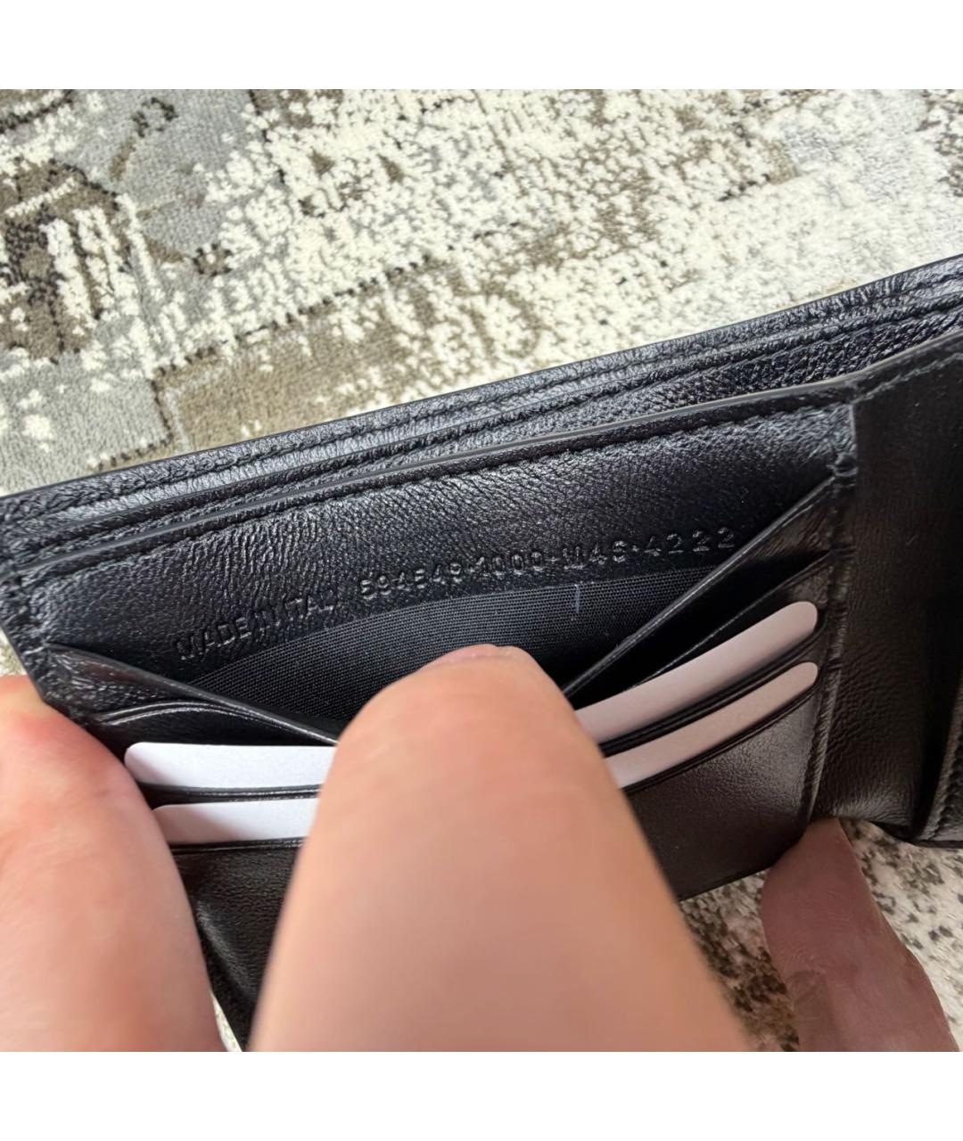 BALENCIAGA Черный кожаный кошелек, фото 5