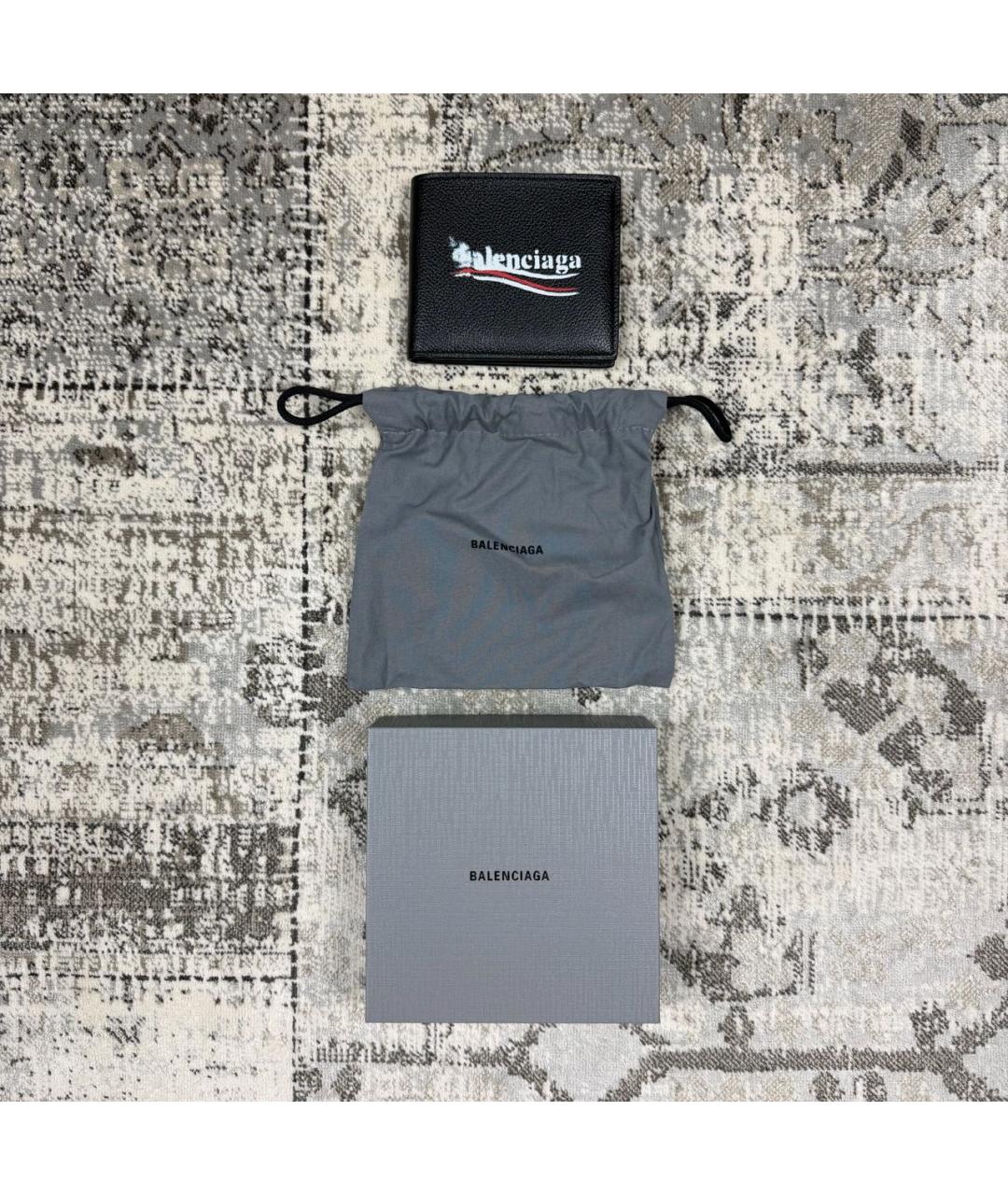 BALENCIAGA Черный кожаный кошелек, фото 6