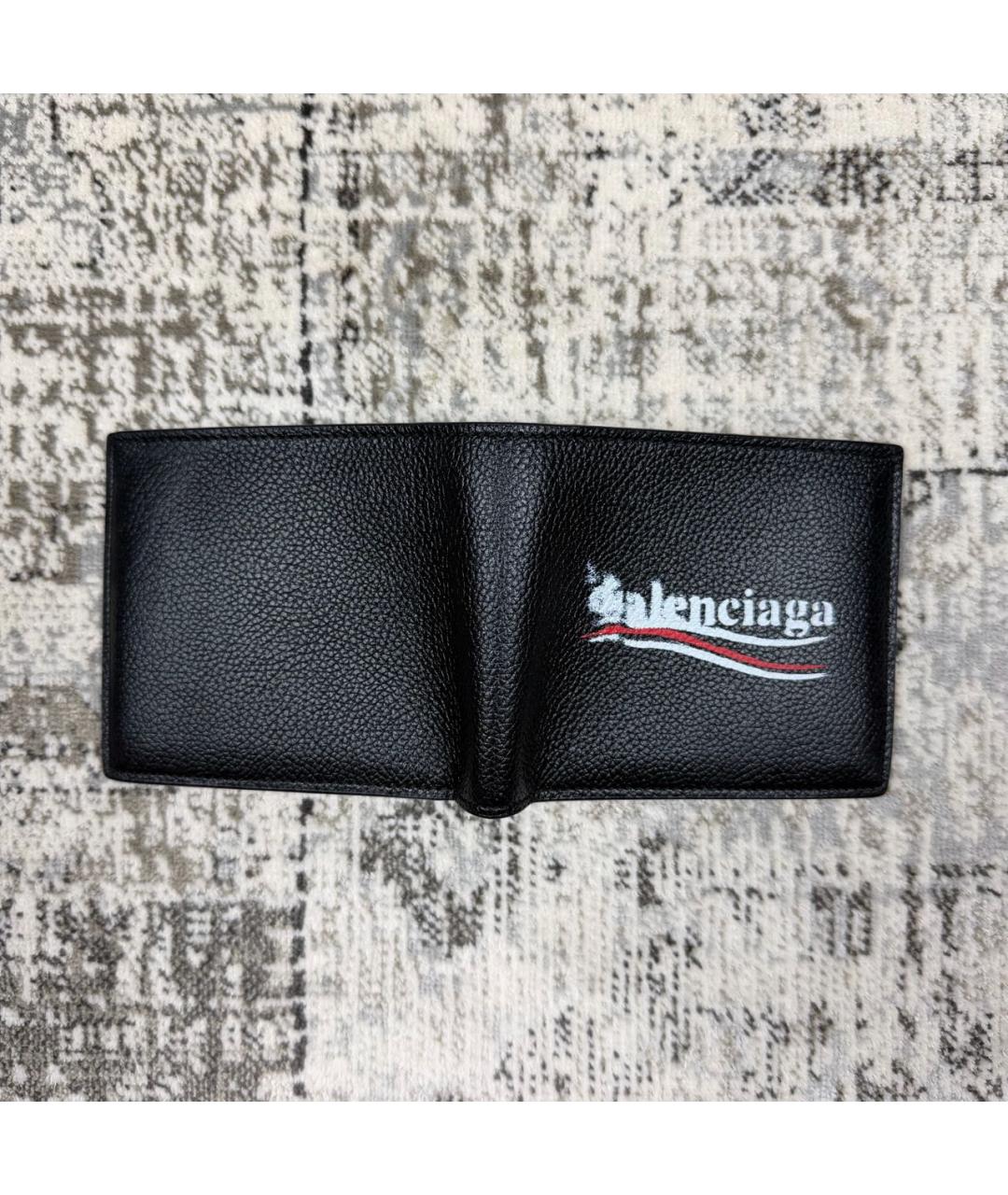 BALENCIAGA Черный кожаный кошелек, фото 4