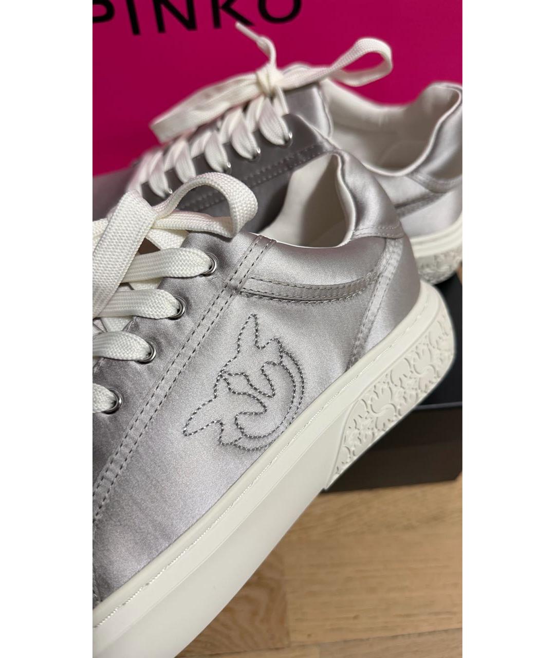 PINKO Серебряные текстильные кроссовки, фото 6