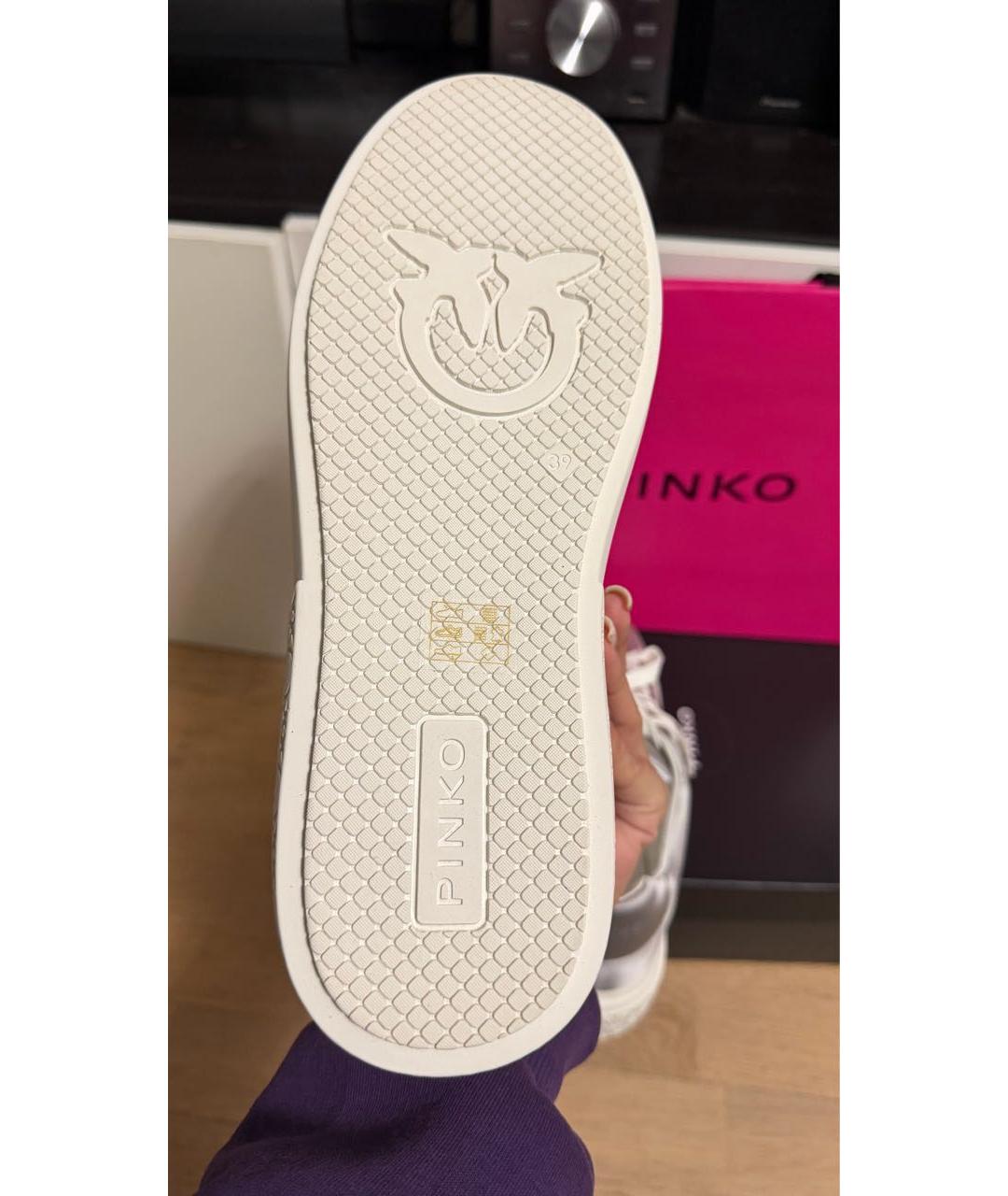 PINKO Серебряные текстильные кроссовки, фото 8