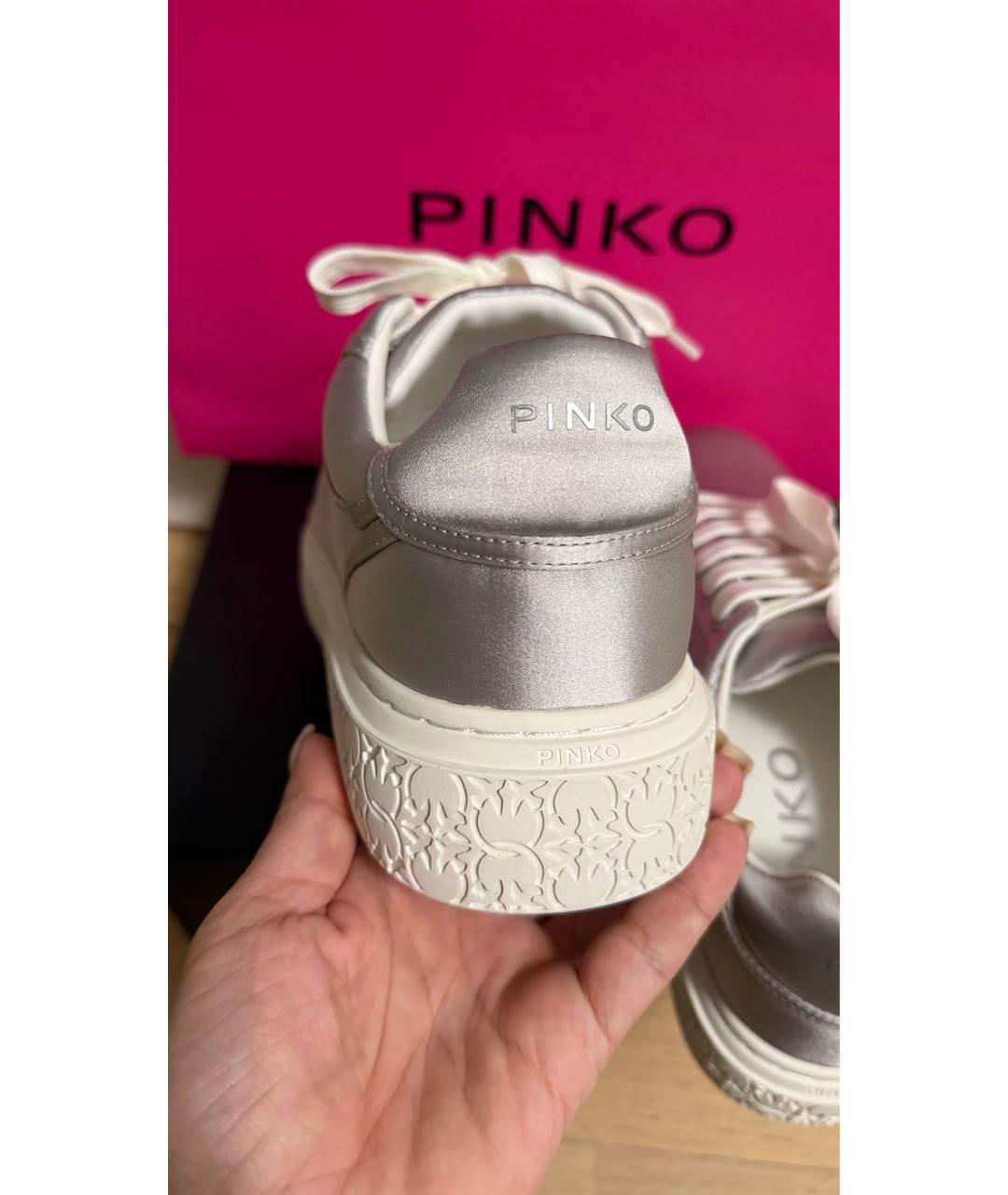 PINKO Серебряные текстильные кроссовки, фото 7