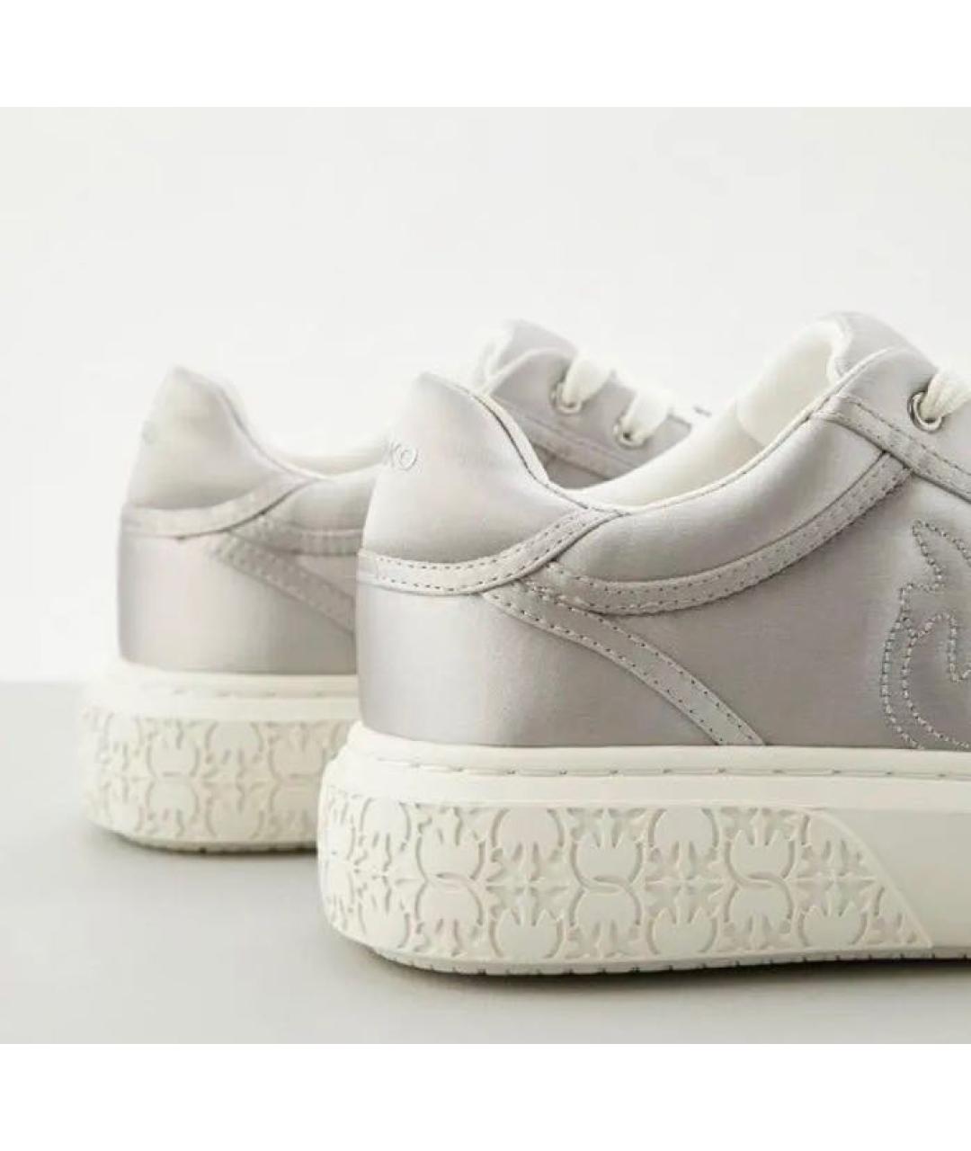 PINKO Серебряные текстильные кроссовки, фото 4