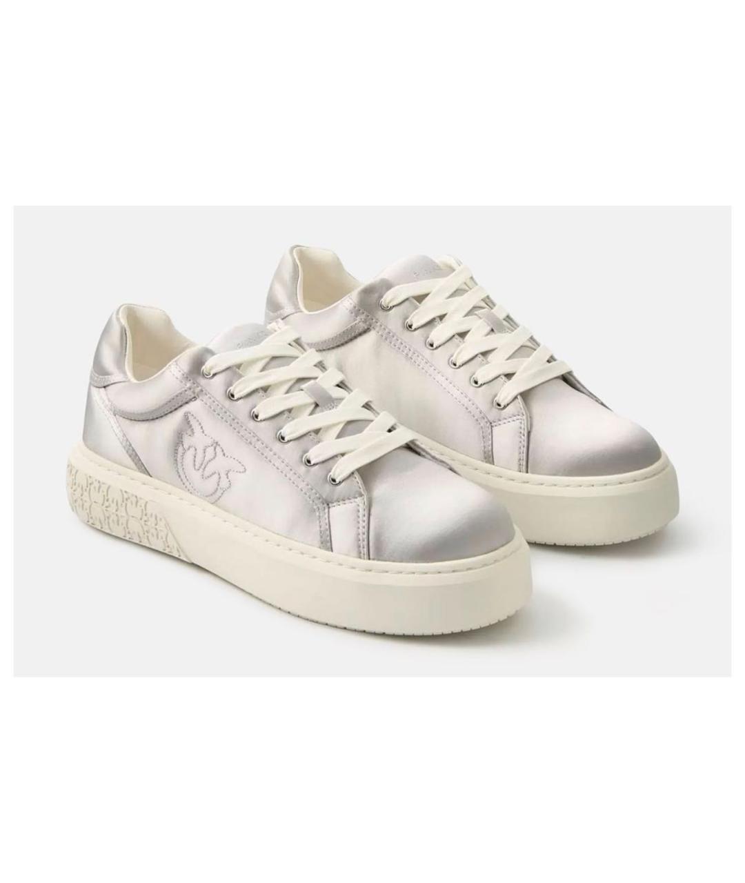 PINKO Серебряные текстильные кроссовки, фото 2
