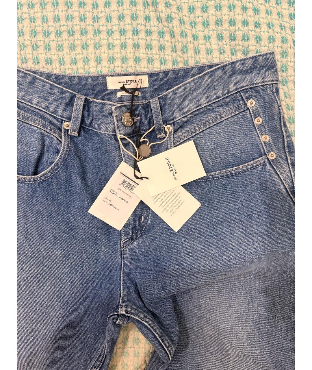 ISABEL MARANT ETOILE Голубые хлопковые прямые джинсы, фото 3