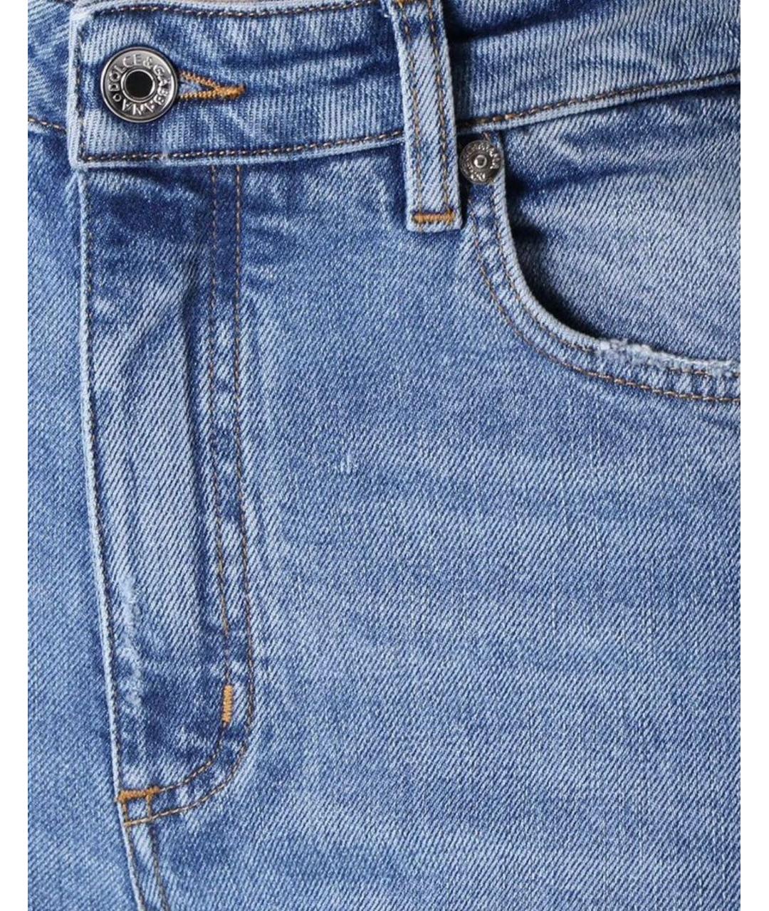 DOLCE&GABBANA Голубые хлопко-эластановые джинсы слим, фото 4