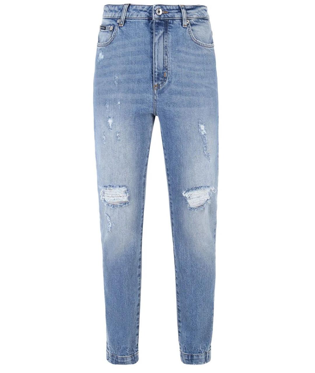 DOLCE&GABBANA Голубые хлопко-эластановые джинсы слим, фото 1