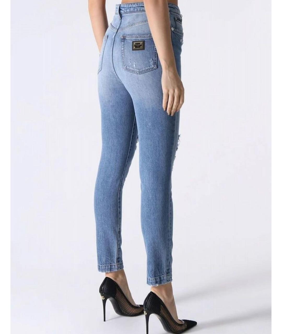 DOLCE&GABBANA Голубые хлопко-эластановые джинсы слим, фото 3