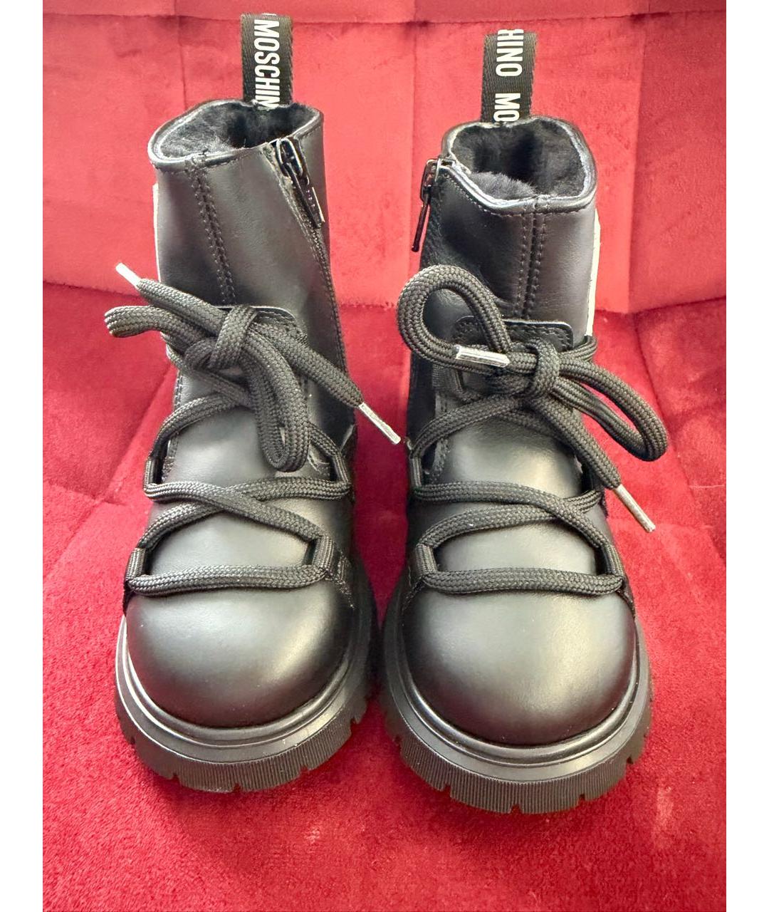 MOSCHINO Черные кожаные ботинки, фото 2