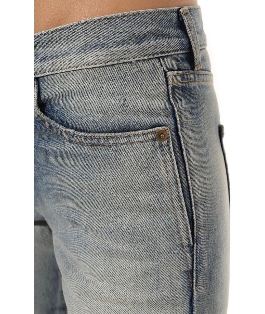 SAINT LAURENT Голубые хлопковые джинсы слим, фото 4