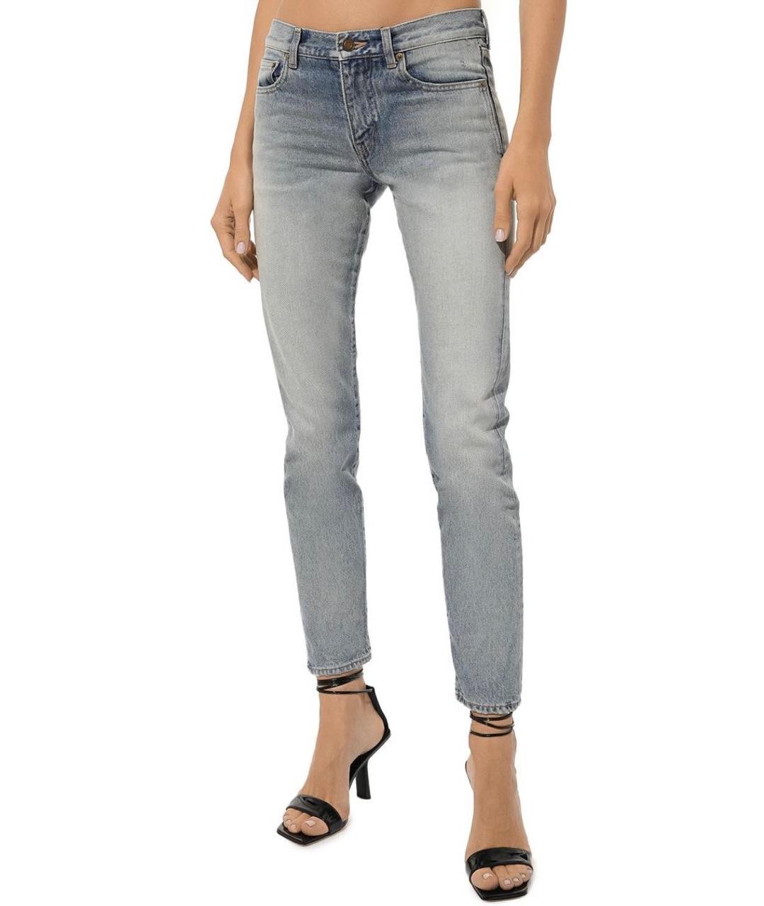 SAINT LAURENT Голубые хлопковые джинсы слим, фото 2