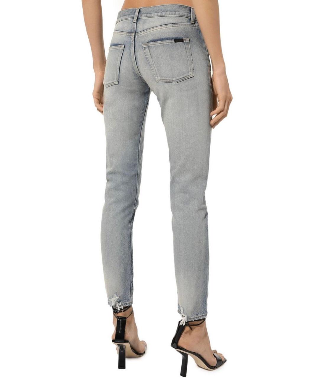 SAINT LAURENT Голубые хлопковые джинсы слим, фото 3