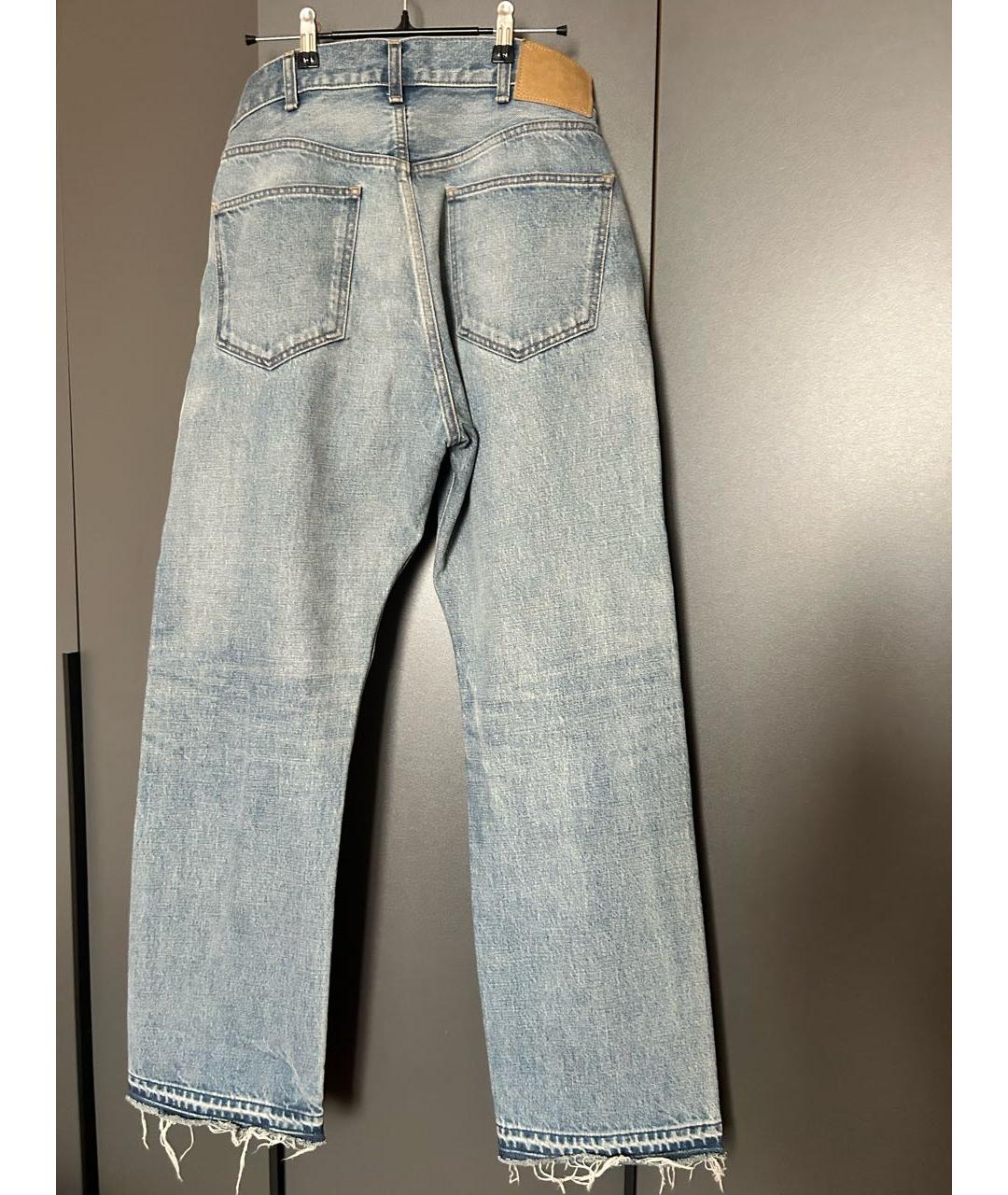 CELINE Голубые хлопковые прямые джинсы, фото 2