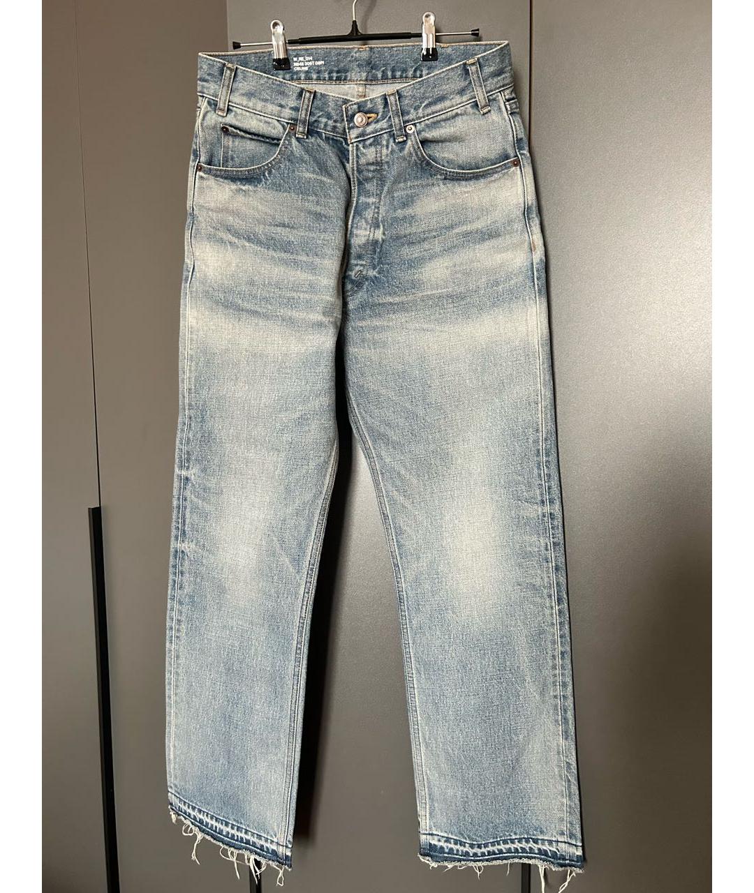 CELINE Голубые хлопковые прямые джинсы, фото 7