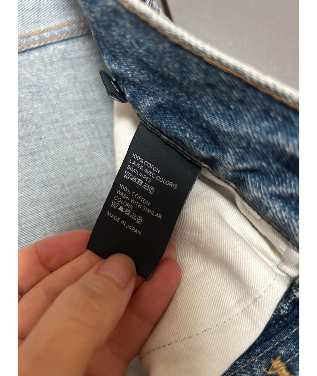 CELINE Голубые хлопковые прямые джинсы, фото 4