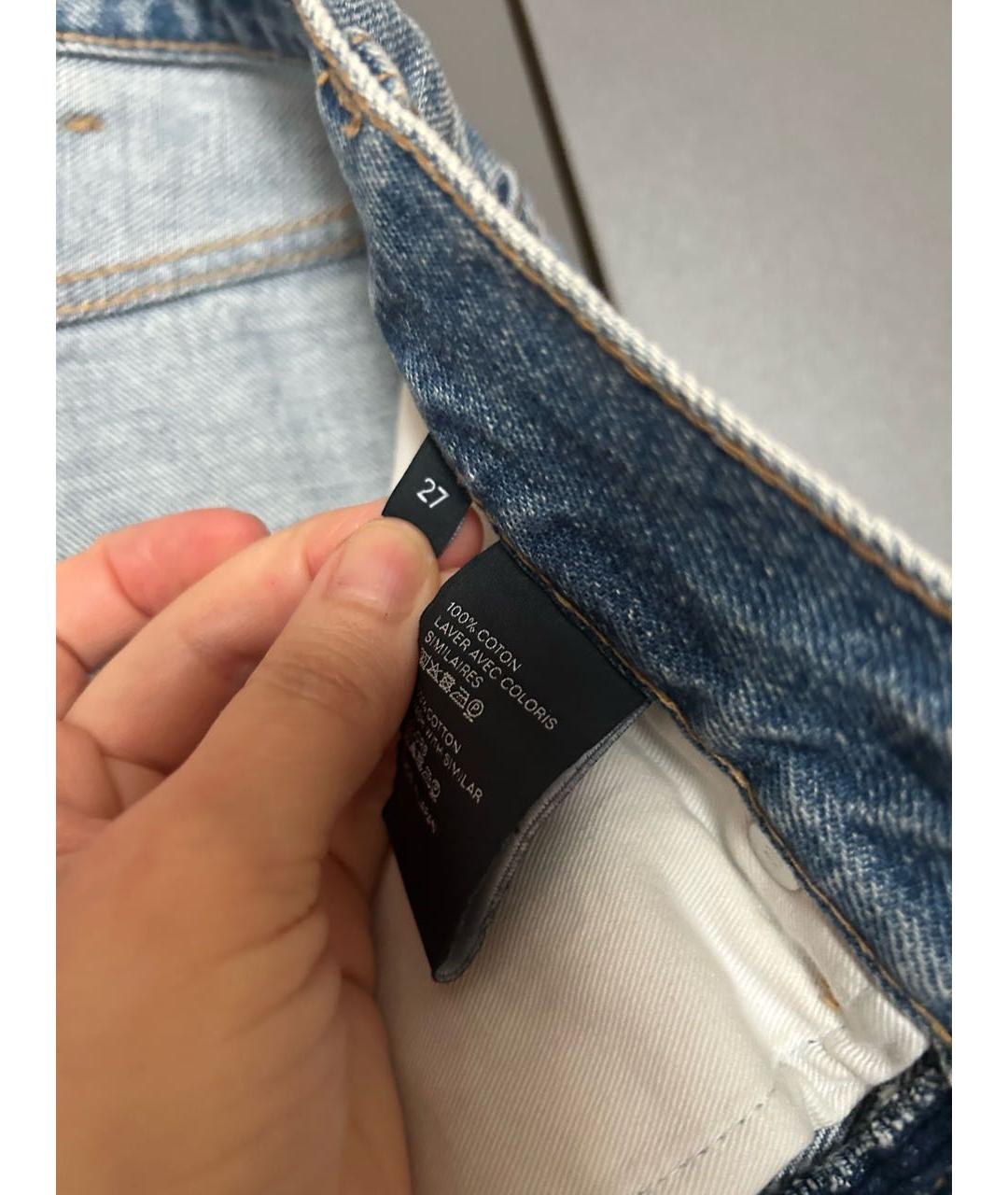 CELINE Голубые хлопковые прямые джинсы, фото 5
